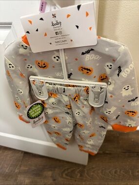 Baby Starters  👻 🎃 Pumpkin & Ghost Pajama 3 Piece Set- Gray & Orange Size9 Month
